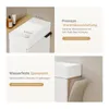 A split image showing a bathroom sink and cabinet with marketing text highlighting features. Náhled obrázku produktu