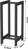 A black metal firewood rack with dimensions indicated. Anteprima dell’immagine prodotto