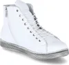 A white high-top sneaker with silver accents on the sole. Produktbild-Vorschau