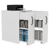 A white mobile filing cabinet with a printer on top, shown with its drawers partially open to reveal shelves with binders and books. Anteprima dell’immagine prodotto