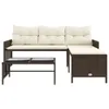 Gartensofa in L-Form mit Tisch und Kissen Braun Poly Rattan Produktbild-Vorschau 4