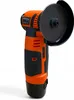 A cordless angle grinder with a cutting disc and safety guard, presented against a white background. Podgląd zdjęcia produktu