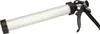 A white caulk gun with a black handle and nozzle, isolated on a white background. Produktbild-Vorschau