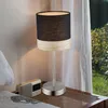 LED Tischleuchte, nickel matt, Textil, Holz, H 35 cm Produktbild-Vorschau 3