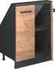 A corner cabinet with a wooden door and black frame, shown from a slightly angled front view. Voir les images du produit