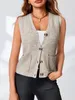 Ärmellose Damenstrickjacke mit V-Ausschnitt, Knopfleiste Produktbild-Vorschau 3