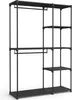 A black metal open wardrobe with shelves and hanging rods. Produktbild-Vorschau