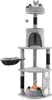 COSTWAY Kraboom 144cm, meerlaags klimboom met sisalpalen, Productafbeelding-voorbeeld 1