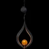 A hanging solar light with a teardrop-shaped metal frame and a textured orange glass ball inside. Produktbild-Vorschau