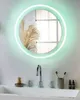 A modern bathroom vanity with a sink, faucet, and a round LED mirror. Náhled obrázku produktu