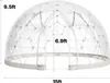 A transparent geodesic dome tent with dimensions indicated. Anteprima dell’immagine prodotto