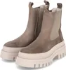 A pair of taupe Chelsea boots with a thick, beige sole, shown against a white background. Podgląd zdjęcia produktu