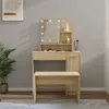 sada toaletních stolků vidaXL s LED diodami z dubového Náhled obrázku produktu 2