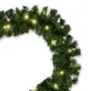 A close-up of a green artificial Christmas garland with warm white LED lights. Produktbild-Vorschau