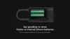 A cutaway view of a device showing internal batteries, with text overlay describing its features. Produktbild-Vorschau