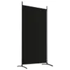 A black room divider with a metal frame and legs, shown against a white background. Náhled obrázku produktu