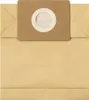 A close-up, front-facing view of a brown paper vacuum cleaner bag with a circular opening and a cardboard collar. Produktbild-Vorschau