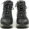 A pair of black lace-up boots with white laces and a platform sole, shown from the front against a white background. Anteprima dell’immagine prodotto