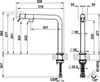 Technical drawing with dimensions of a faucet. Produktbild-Vorschau