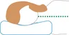 A stylized illustration of a pillow with a brown shape on top, possibly representing a head or body part, with a green dotted line indicating a measurement or alignment. Produktbild-Vorschau