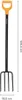 A Fiskars pitchfork is shown against a white background with dimensions indicated. Náhľad obrázku produktu