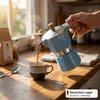 Espressokocher 3 Tassen Aluminium Blau Mokkakanne Produktbild-Vorschau 4