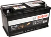 A black car battery with white and red branding, isolated on a white background. Produktbild-Vorschau