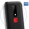 Close-up rear view of a black mobile phone with a red SOS button and a camera module. Produktbild-Vorschau