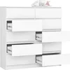 A white dresser with multiple drawers, some of which are open, against a white background. Podgląd zdjęcia produktu