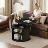 FABATO Runder Couchtisch mit Lift-Funktion & gewelltem Produktbild-Vorschau 6