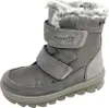 A single gray winter boot for children, shown from the front-left angle against a white background. Voir les images du produit