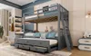 A child's bedroom with a bunk bed and storage. Voir les images du produit