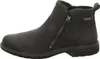 A black leather boot with a zipper on a white background. Produktbild-Vorschau