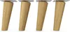 Four wooden furniture legs with metal mounting plates, displayed against a white background. Produktbild-Vorschau