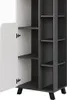 A close-up view of an open cabinet with shelves. Produktbild-Vorschau