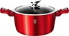A red metallic pot with a glass lid and silver handles, shown from a front-facing diagonal angle on a white background. Anteprima dell’immagine prodotto