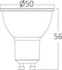 A technical drawing of a light bulb with dimensions. Anteprima dell’immagine prodotto