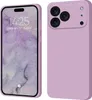 A split image showing the front and back of a purple phone case. Produktbild-Vorschau