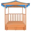 vidaXL Kinderspielhaus mit Sandkasten Tannenholz Blau UV50 Produktbild-Vorschau 4