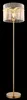 A floor lamp with a gold-colored metal base and stem, and a cylindrical shade made of vertical glass or plastic rods. Náhľad obrázku produktu