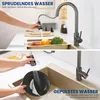 Küchenarmatur Grau, Ausziehbar Wasserhahn Küche mit 2 Produktbild-Vorschau 6
