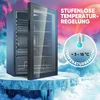 A Bomann glass door refrigerator is shown in a stylized icy and cloudy environment with marketing text and a thermometer graphic. Anteprima dell’immagine prodotto