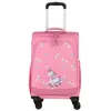 A pink child's rolling suitcase with a unicorn and rainbow pattern. Anteprima dell’immagine prodotto