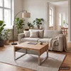 home24 Couchtisch - Eiche Massiv / Glas - Eiche / Silber Produktbild-Vorschau 4