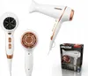 A collage of a white and rose gold Mesko hair dryer, showing different angles and its packaging. Anteprima dell’immagine prodotto