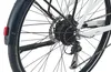 A close-up view of the rear wheel of a white electric bicycle, focusing on the drivetrain and fender. Produktbild-Vorschau