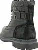 A rear view of a black boot with a grey and plaid fabric cuff. Anteprima dell’immagine prodotto
