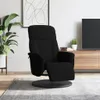 A black recliner chair with a footrest is shown in a living room setting, next to a plant and a TV stand. Voir les images du produit