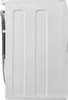 Side view of a white washing machine with a hose attached. Produktbild-Vorschau