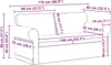 A diagram of a sofa with dimensions indicated by lines and measurements. Náhľad obrázku produktu